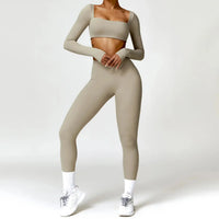 Ensemble Fitness Femme 2 Pièces - Débardeur Col Carré et Legging Taille Haute - 1601373128627