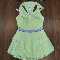 Ensemble Tennis Femme 2 Pièces Col V Sans Manches Color Block - sx