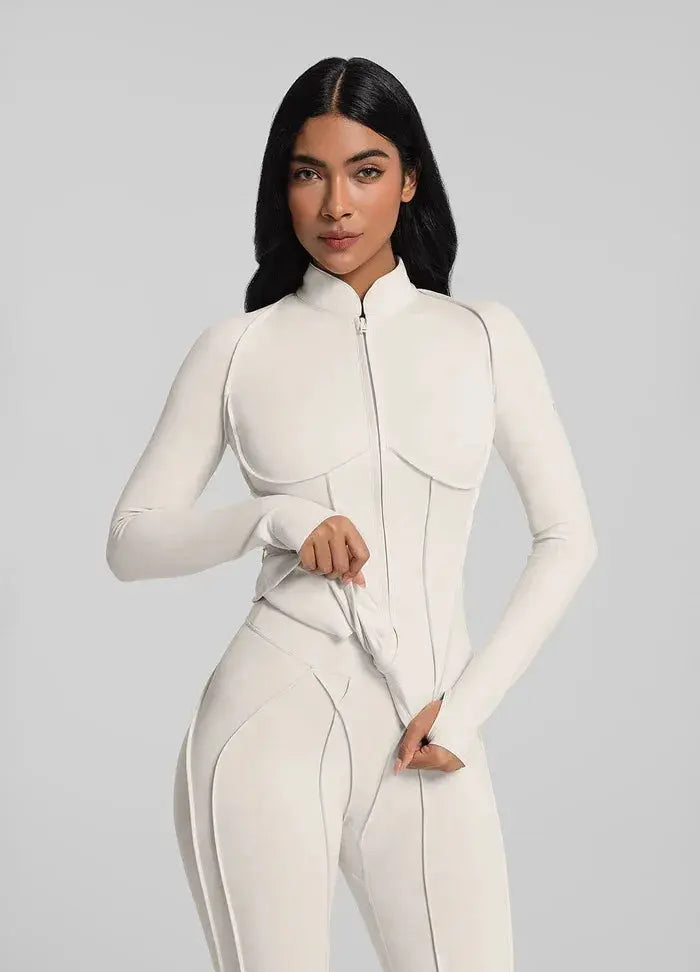 Veste de Sport Femme Premium Manches Longues Fermeture Éclair Col - 25157