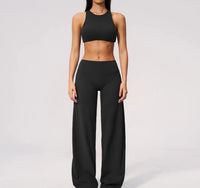 Ensemble Yoga Femme 2 Pièces Dos Nu - Soutien-Gorge et Pantalon Évasé Taille Haute