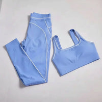 Ensemble Yoga Femme 2 Pièces Sans Couture Dos Nu Halter Bloc Couleur - TZ2512172