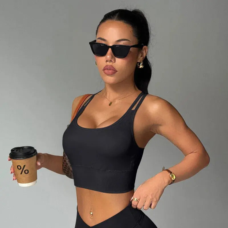 Top Yoga Femme Dos Nu Sans Manches Respirant Maintien Moyen - BG007