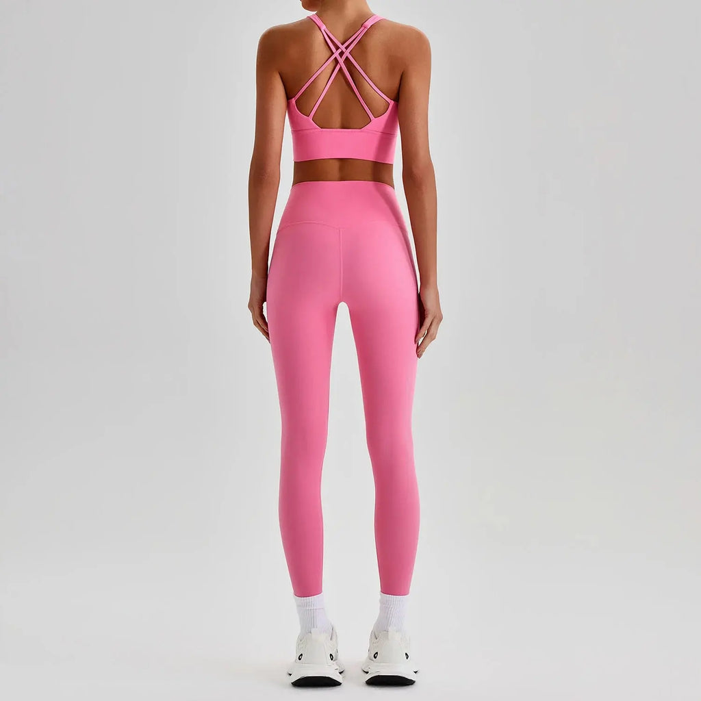 Ensemble Yoga Femme 2 Pièces - Soutien-Gorge Dos Croisé et Legging Taille Haute - JYTZ8697