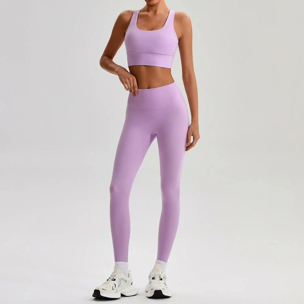 Ensemble Yoga Femme 2 Pièces - Soutien-Gorge Dos Croisé et Legging Taille Haute - JYTZ8697