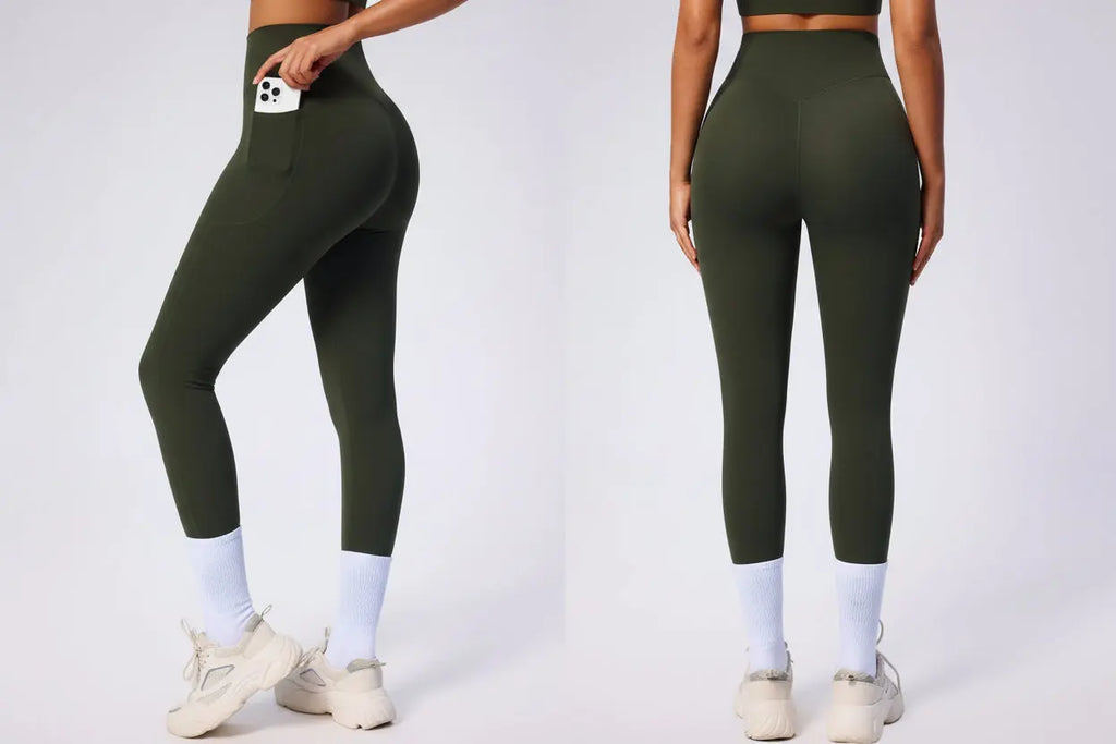 Legging Taille Haute Femme avec Poches Latérales - Extensible 4 Sens