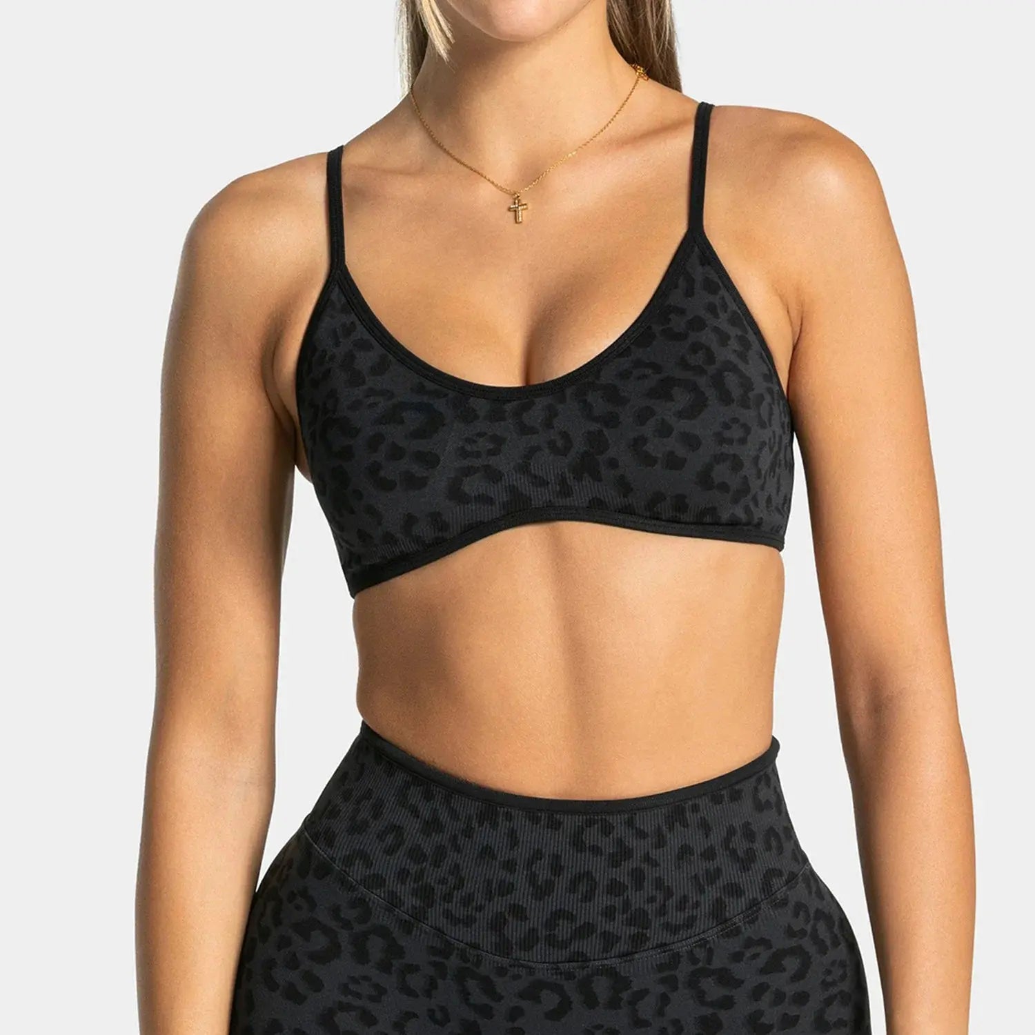 Ensemble Yoga Femme 2 Pièces - Soutien-Gorge et Legging Taille Haute Imprimé Léopard - LK26FA908