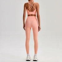 Ensemble Yoga Femme 2 Pièces - Soutien-Gorge Dos Croisé et Legging Taille Haute - JYTZ8697