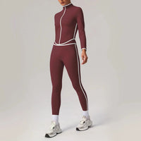 Ensemble de Yoga Femme à Rayures Blanches Automne