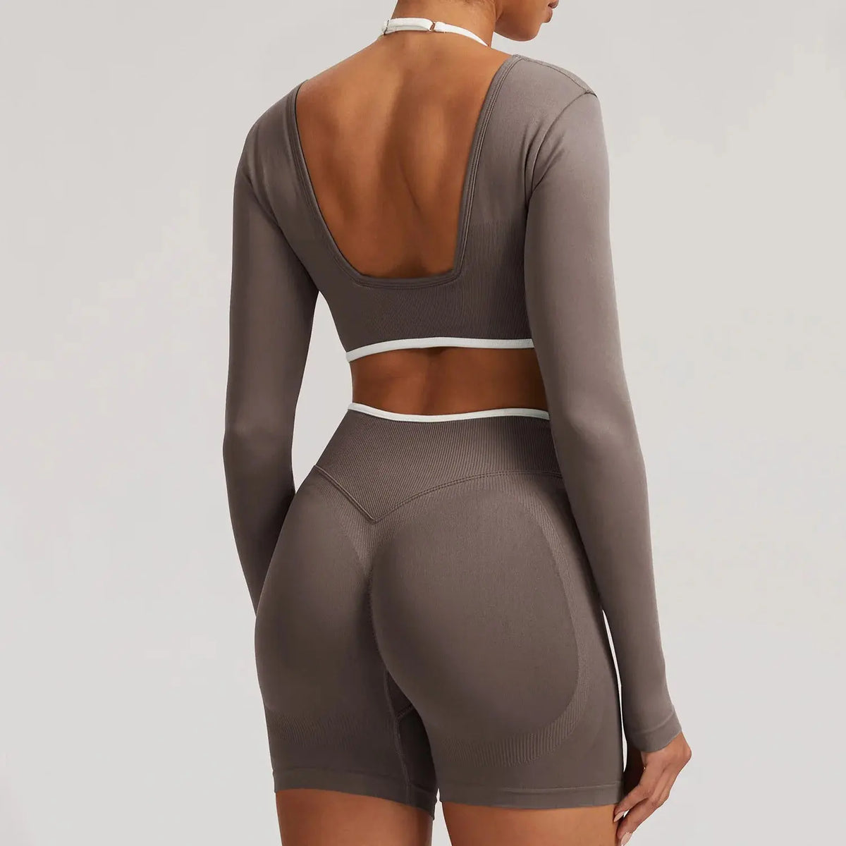 Ensemble Yoga Femme 2 Pièces Sans Couture - Legging Taille Haute et Soutien-Gorge Color Block