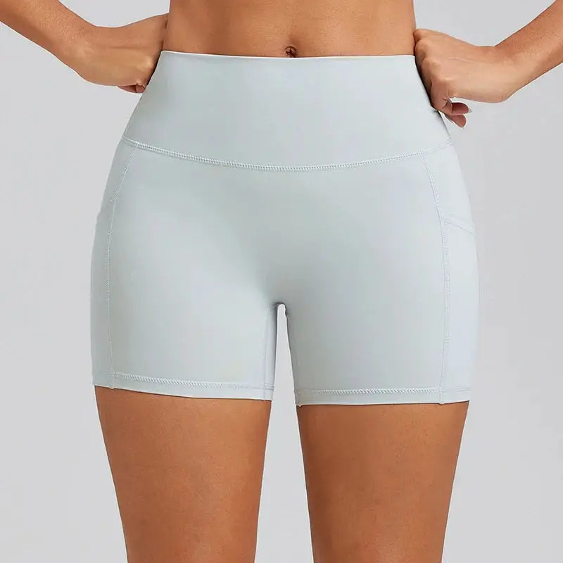 Short de Yoga Femme Taille Haute Poches Latérales Effet Peach Butt Respirant - BM-SR819