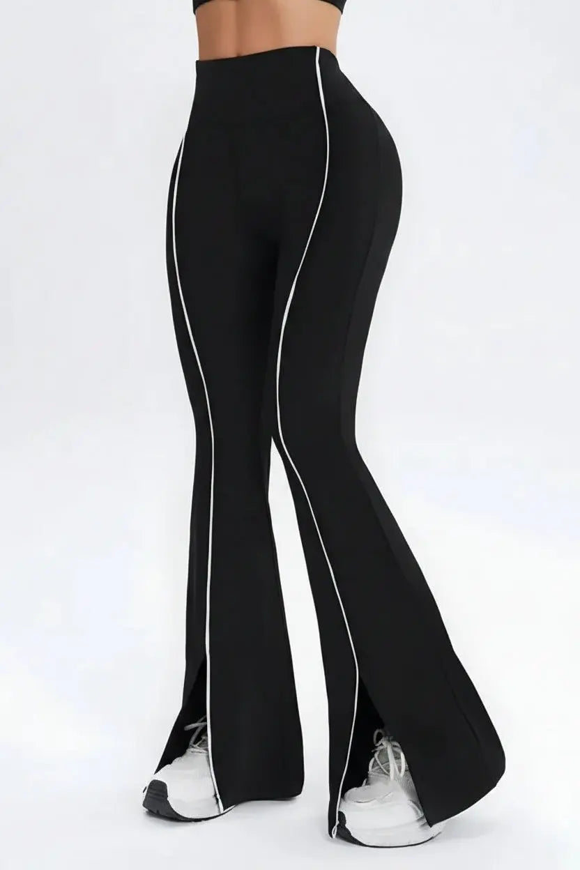Pantalon Yoga Femme Taille Haute Légèrement Évasé - Compression et Séchage Rapide