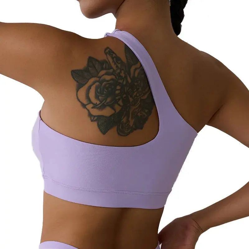Soutien-Gorge Yoga Femme Une Épaule Sans Couture Maintien Élevé Sangles Y - WX18