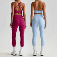 Ensemble Yoga Femme 2 Pièces - Soutien-Gorge Dos Croisé et Legging Taille Haute - JYTZ8697
