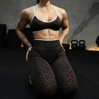 Ensemble Yoga Femme 2 Pièces - Soutien-Gorge et Legging Taille Haute Imprimé Léopard - LK26FA908