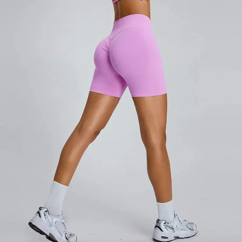 Short de Sport Femme Sans Couture Taille Haute 7,6 cm - Effet Fessier Galbé