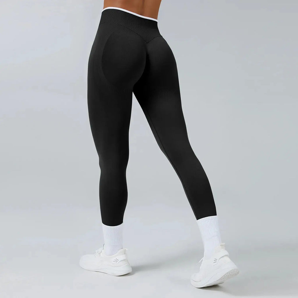 Ensemble Yoga Femme 2 Pièces Sans Couture - Legging Taille Haute et Soutien-Gorge Color Block