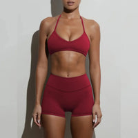 Ensemble Yoga Femme 2 Pièces - Soutien-Gorge Dos Nu et Short Taille Haute - LK24FA850