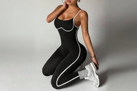 Body Femme Sans Couture Décolleté en V Sans Manches - Bloc Couleur Côtelé Séchage Rapide - lt4158