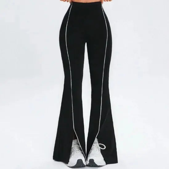 Pantalon Yoga Femme Taille Haute Légèrement Évasé - Compression et Séchage Rapide