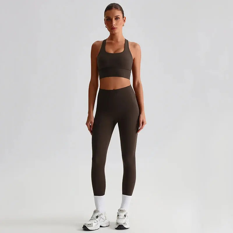 Ensemble Yoga Femme 2 Pièces - Soutien-Gorge Dos Croisé et Legging Taille Haute - JYTZ8697