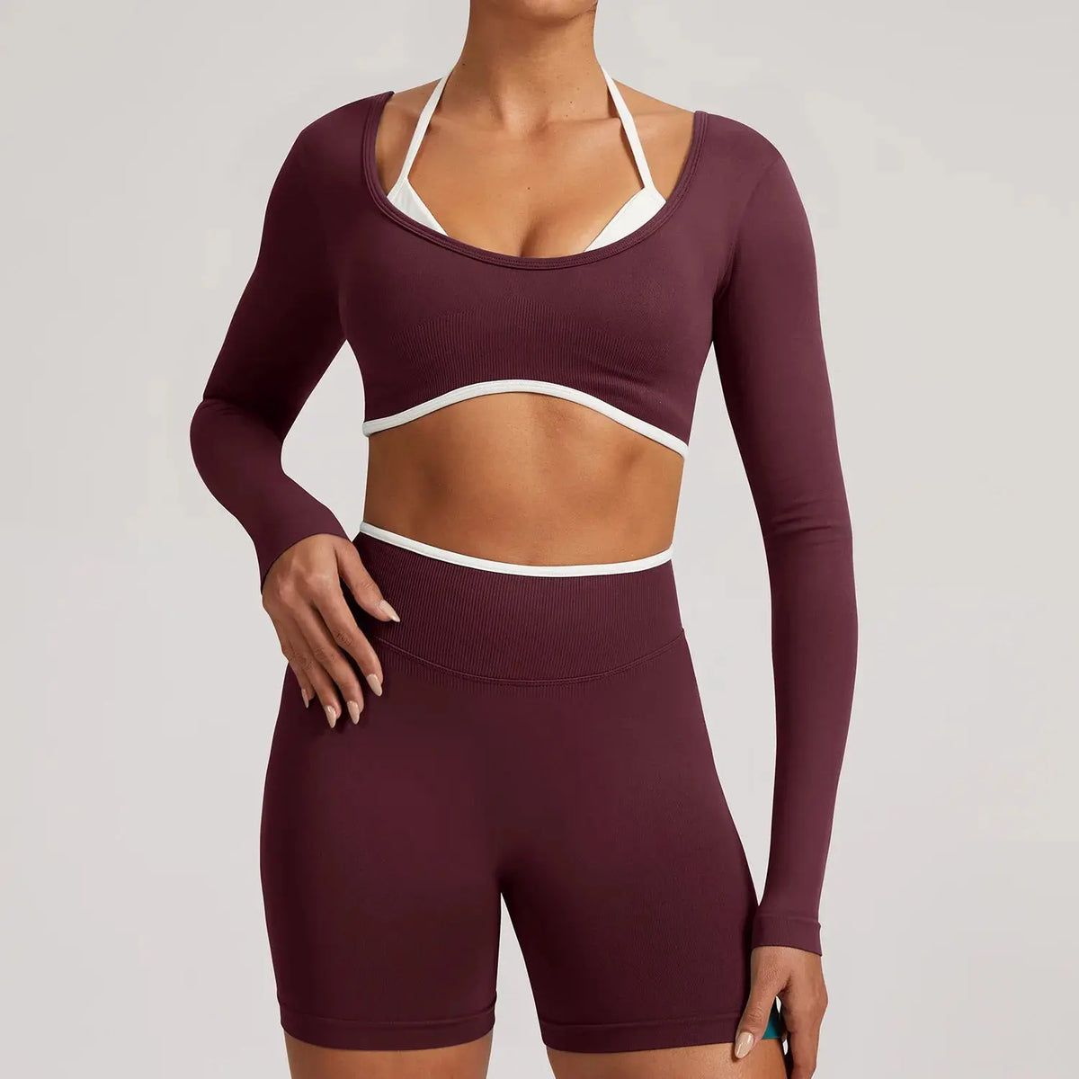 Ensemble Yoga Femme 2 Pièces Sans Couture - Legging Taille Haute et Soutien-Gorge pour Fitness