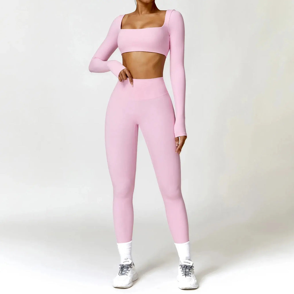 Ensemble Fitness Femme 2 Pièces - Débardeur Col Carré et Legging Taille Haute - 1601373128627
