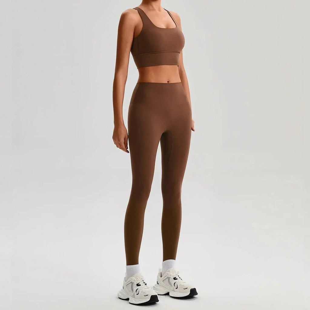 Ensemble Yoga Femme 2 Pièces - Soutien-Gorge Dos Croisé et Legging Taille Haute - JYTZ8697