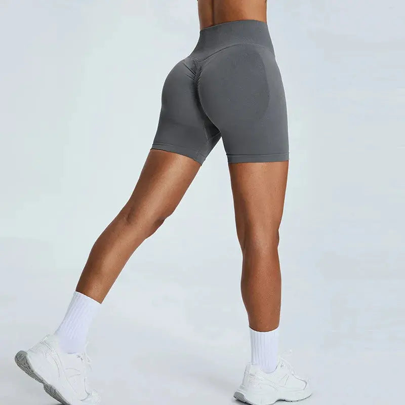 Short de Sport Femme Sans Couture Taille Haute 7,6 cm - Effet Fessier Galbé