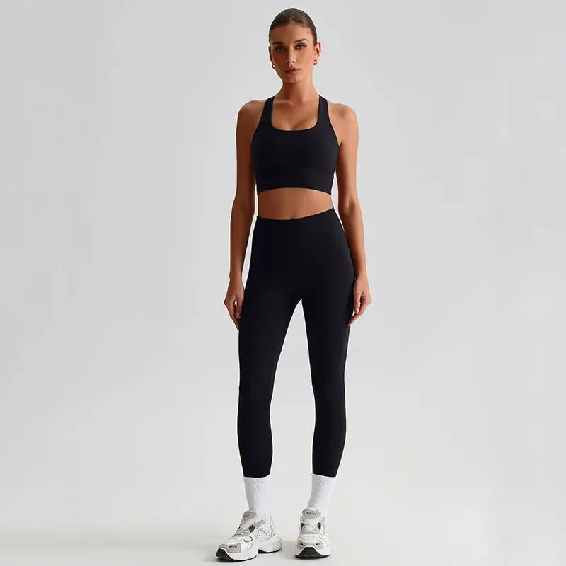 Ensemble Yoga Femme 2 Pièces - Soutien-Gorge Dos Croisé et Legging Taille Haute - JYTZ8697