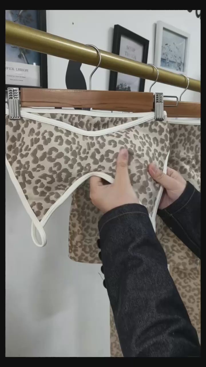 Ensemble Yoga Femme 2 Pièces Bloc Couleur Léopard Sans Couture - New Trend