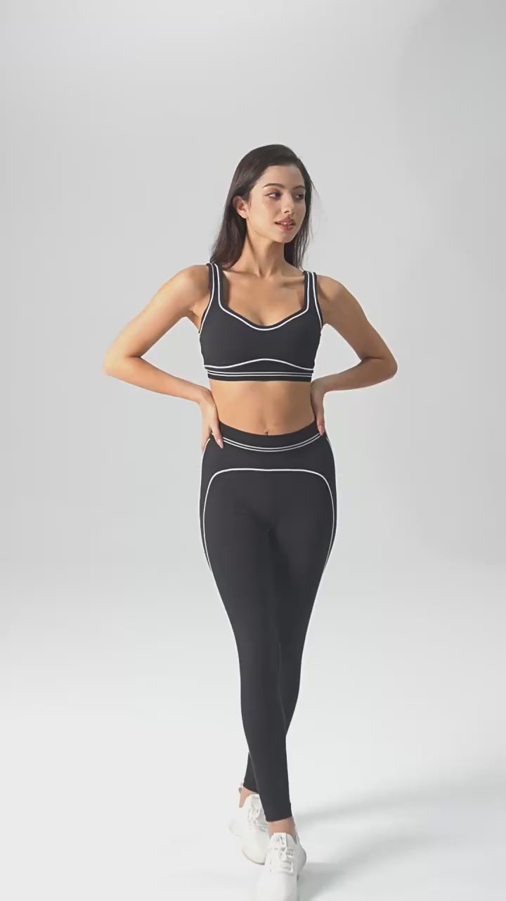 Ensemble Yoga Femme 2 Pièces Sans Couture Dos Nu Halter Bloc Couleur - TZ2512172
