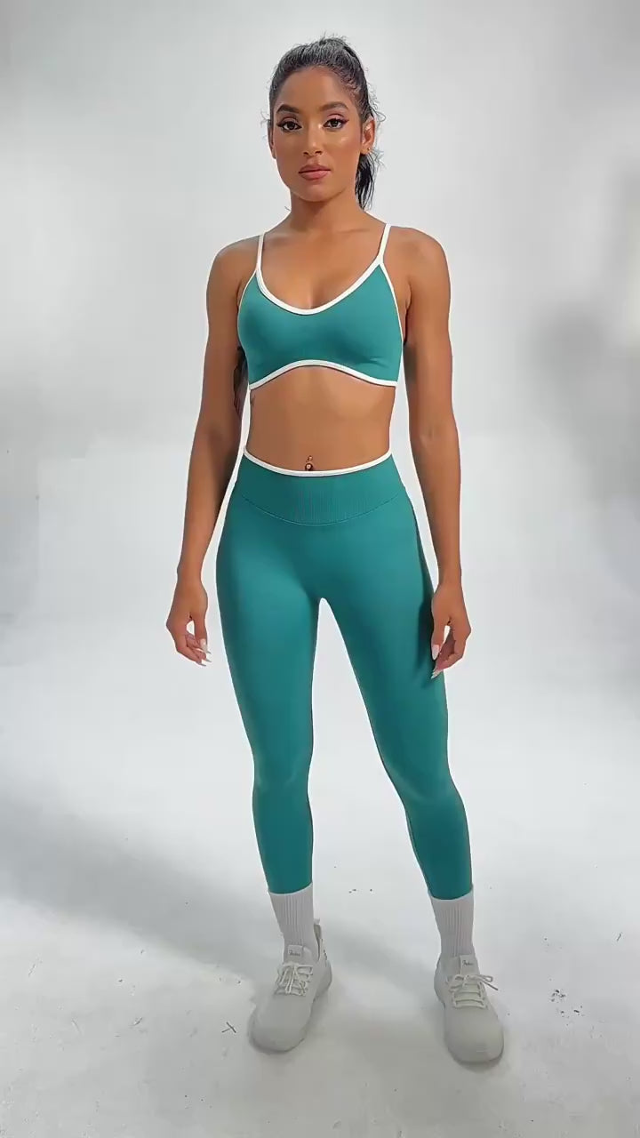 Legging Taille Haute Femme Color Block - Effet Fessier Galbé Sans Couture