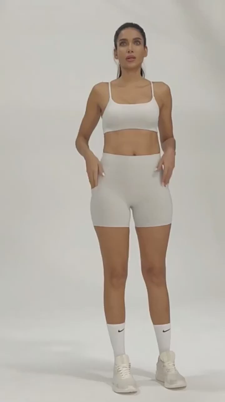 Short de Yoga Femme Taille Haute Poches Latérales Effet Peach Butt Respirant - BM-SR819