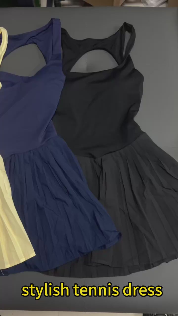 Robe de Tennis Femme Dos Nu à Short Intégré - Jupe Plissée
